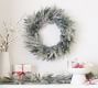 Lit Faux Flocked Pine Wreath &amp; Garland