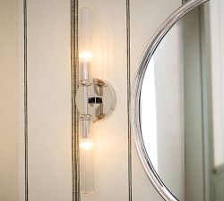 Cooper Ribbed Glass Double Tube Sconce (20&quot;)