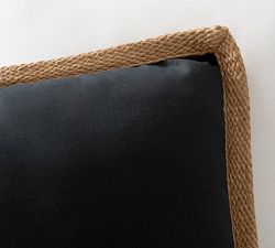 Faux Natural Fiber Trim Outdoor Pillow