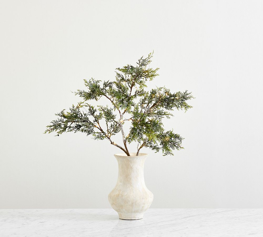 Faux Lit Frosted Juniper Berry Branch