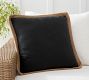 Faux Natural Fibre Trim Outdoor Pillow