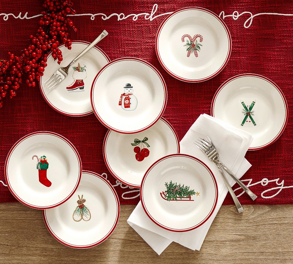 Holiday Classics Appetizer Plates - Mixed Set of 8
