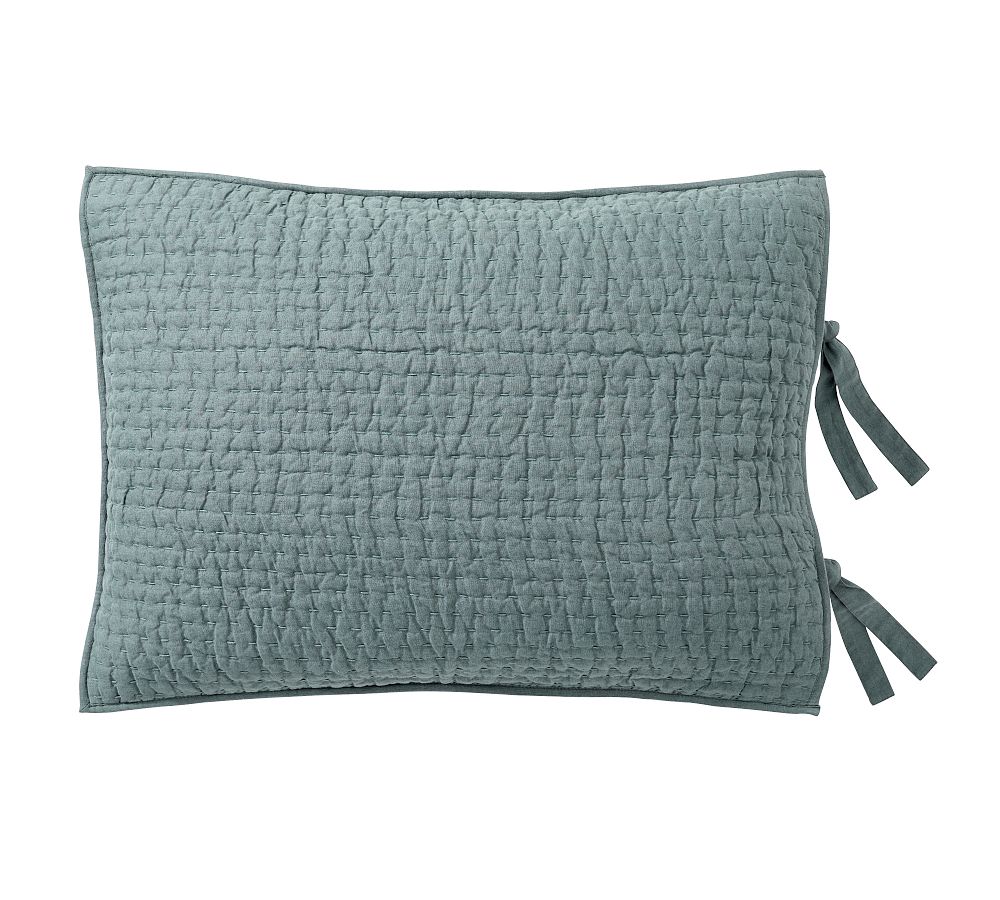 Pick-Stitch Handcrafted Cotton/Linen Quilted Sham