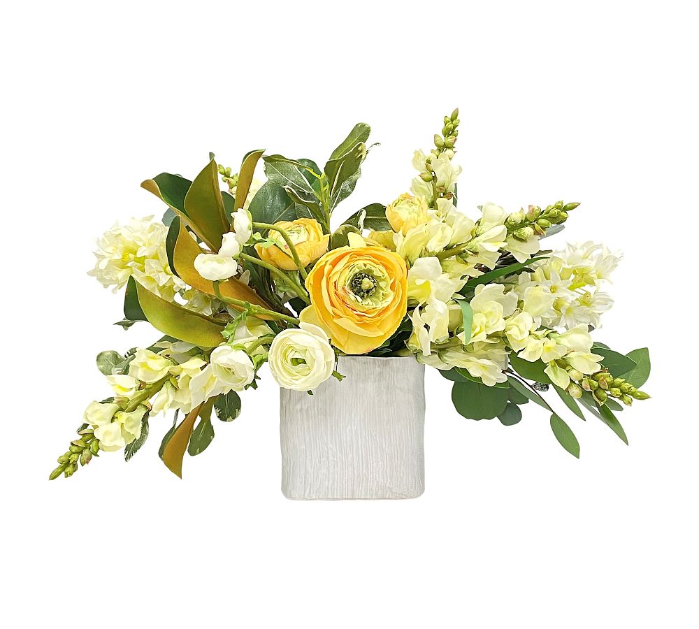 Faux Snapdragon &amp; Ranunculus In Glass Vase