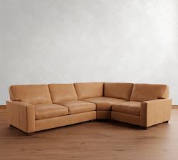 Turner Square Arm Leather 3-Piece Wedge Sectional (116&quot;&ndash;121&quot;)