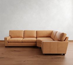 Turner Square Arm Leather 3-Piece Wedge Sectional (116&quot;&ndash;121&quot;)