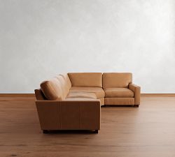 Turner Square Arm Leather 3-Piece Wedge Sectional (116&quot;&ndash;121&quot;)