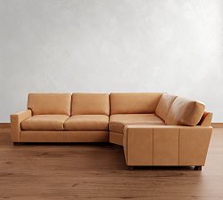 Turner Square Arm Leather 3-Piece Wedge Sectional (116&quot;&ndash;121&quot;)