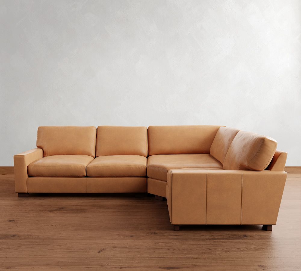 Turner Square Arm Leather 3-Piece Wedge Sectional (116&quot;&ndash;121&quot;)