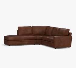 Pearce Square Arm Leather 3-Piece Bumper Sectional (120&quot;)