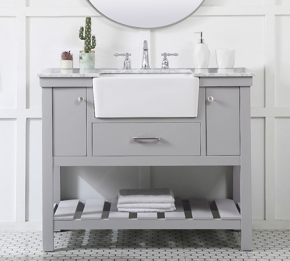Adalina 42-60&quot; Marble Top Single Sink Vanity