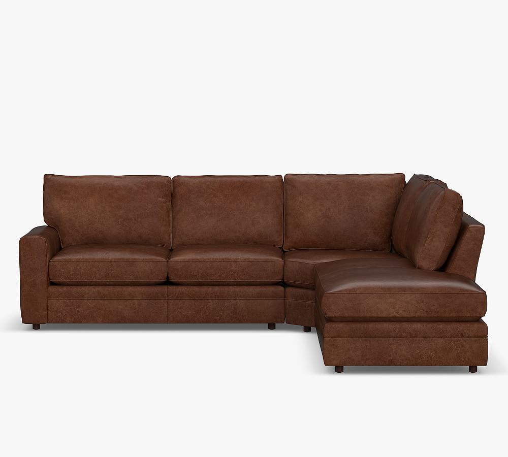 Pearce Square Arm Leather 3-Piece Bumper Sectional (120&quot;)