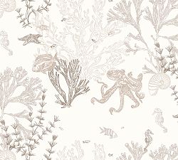 Redondo Coastal Print Wallpaper, Sample, Neutral