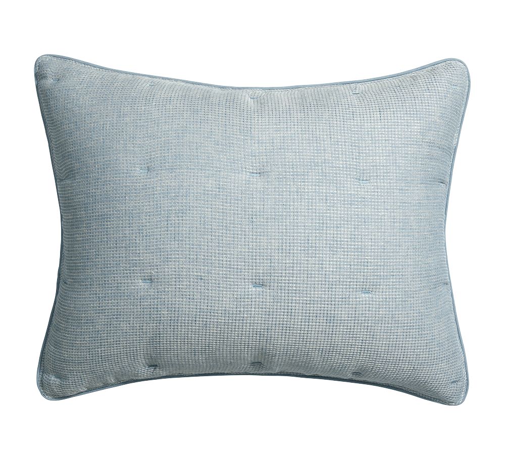 Open Box: European Flax Linen Tufted Waffle Comforter Sham, Standard Set of 2 - Chambray
