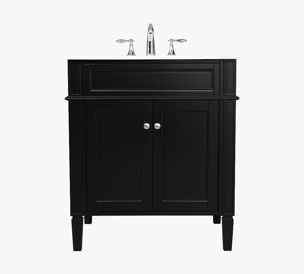 Black 30" Single Sink Vanity with Carrara Marble Top