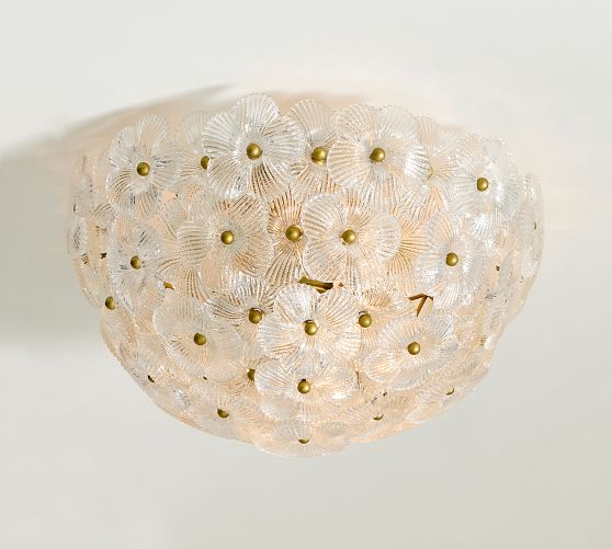 Nicolette Glass Floral Round Flush Mount (15")