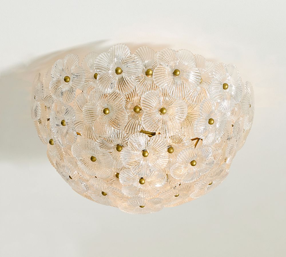 Nicolette Glass Floral Round Flush Mount (15&quot;)