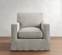 PB Comfort Square Arm Slipcovered Swivel Chair