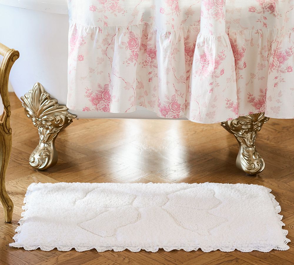 LoveShackFancy Crochet Edge Bow Bath Mat