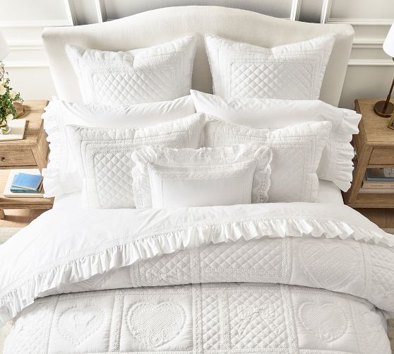 LoveShackFancy Bow Heart Patchwork Quilted Sham