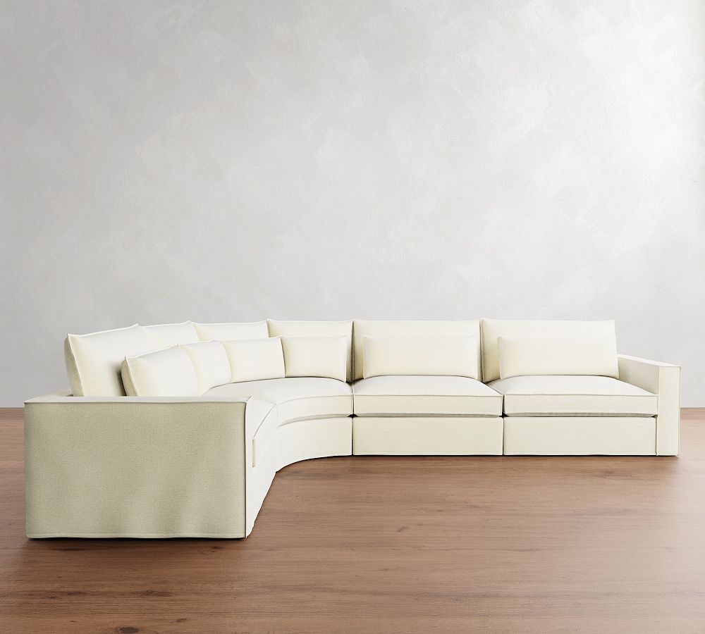 Westwood Square Arm Deep Seat Flange Edge Slipcovered 4-Piece Curved Wedge Sectional (156&quot;)