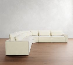 Westwood Square Arm Deep Seat Flange Edge Slipcovered 5-Piece Curved Wedge Sectional (156&quot;)