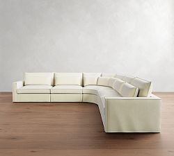 Westwood Square Arm Deep Seat Flange Edge Slipcovered 5-Piece Curved Wedge Sectional (156&quot;)