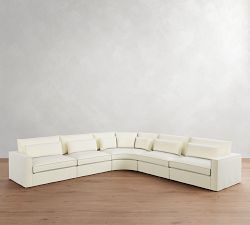 Westwood Square Arm Deep Seat Flange Edge Slipcovered 5-Piece Curved Wedge Sectional (156&quot;)