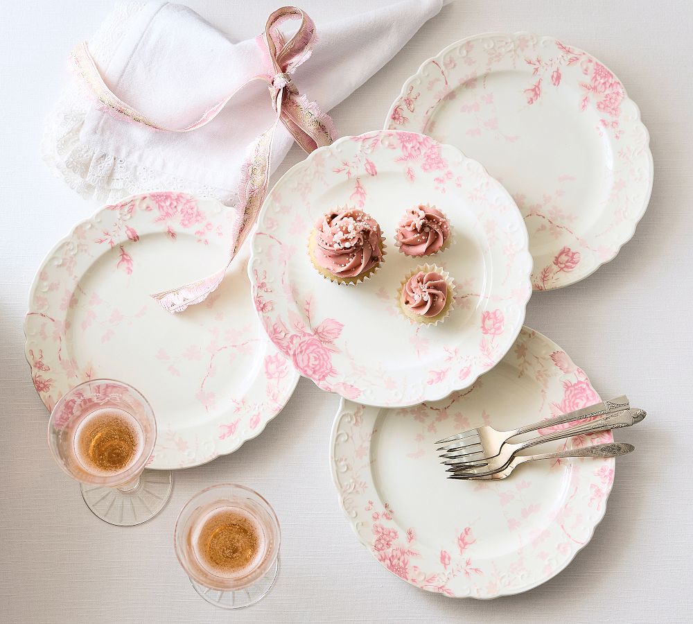 LoveShackFancy Pink Rose Salad Plates - Set of 4