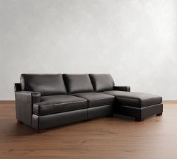 Townsend Square Arm Leather Chaise Sectional (108&quot;)