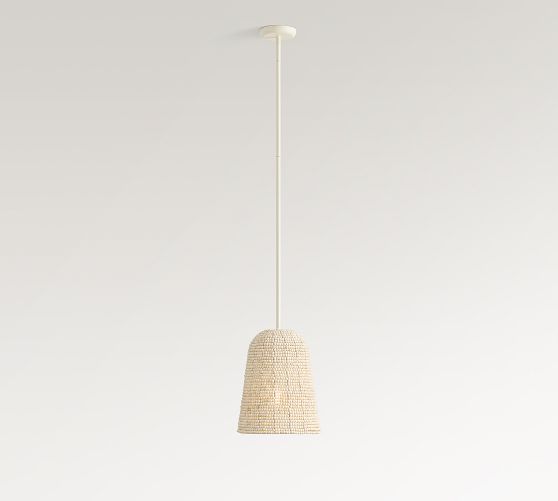 Montauk Wood Bead Bell Pendant (11")