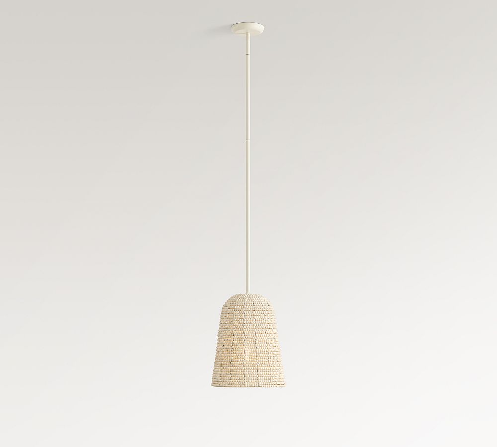 Montauk Wood Bead Bell Pendant (11&quot;)