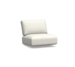 Modern Farmhouse Outdoor Lounge Chair Cushion; High Performance Canvas, White