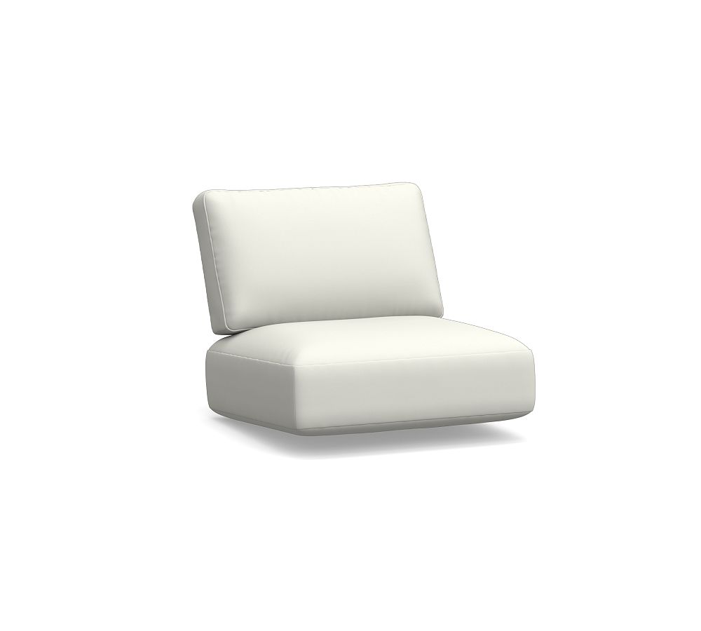 Modern Farmhouse Outdoor Lounge Chair Cushion; High Performance Canvas, White