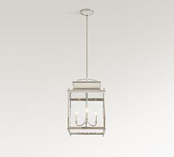 Open Box: Belvedere Metal Outdoor 23" Lantern Pendant, Polished Nickel