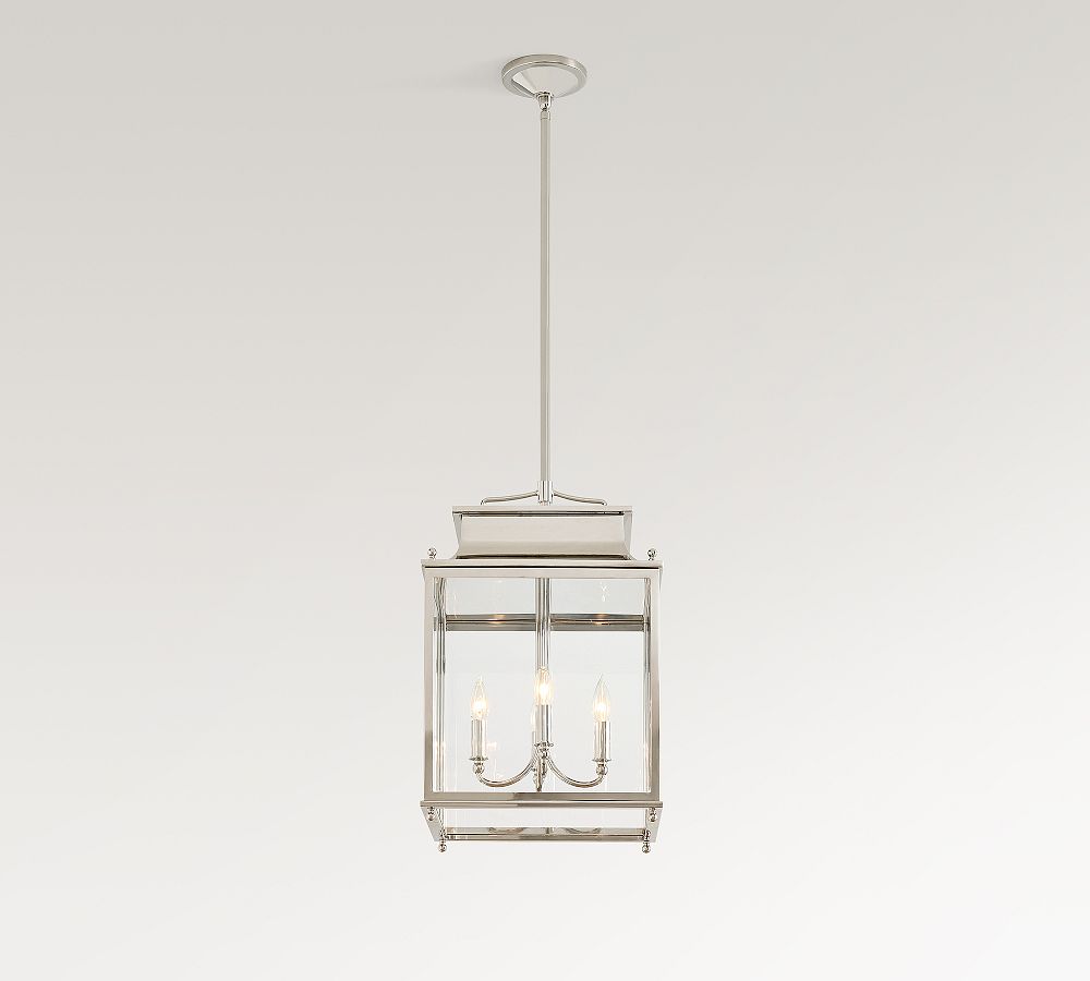 Open Box: Belvedere Metal Outdoor 23" Lantern Pendant, Polished Nickel