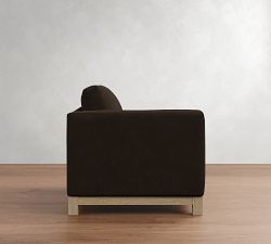 Build Your Own Jake Petite Leather Seadrift Wood Base Sectional