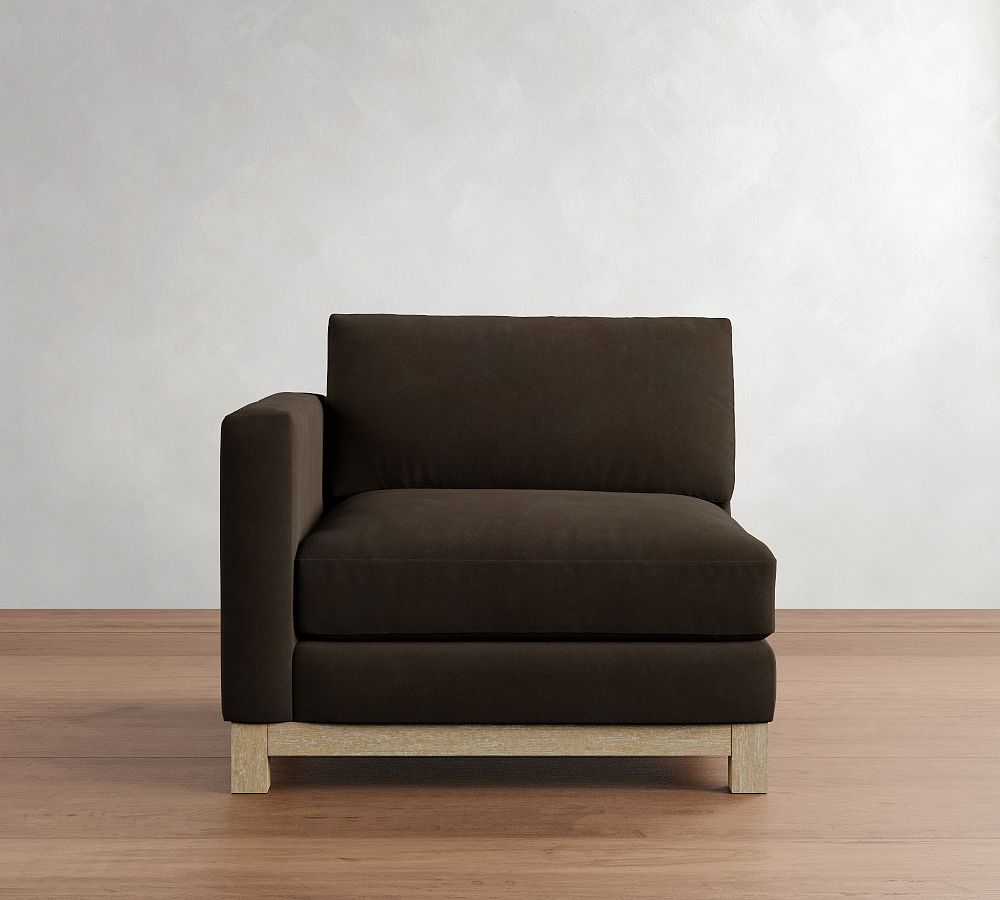 Build Your Own Jake Petite Leather Seadrift Wood Base Sectional