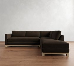 Jake Leather Seadrift Wood Base Return Bumper Sectional (108&quot;-112&quot;)