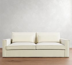 Westwood Square Arm Deep Seat Flange Edge Slipcovered Sofa (66&quot;-126&quot;)