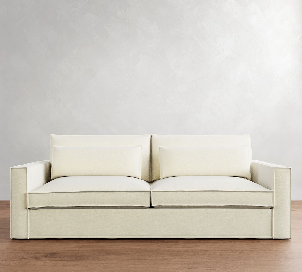 Westwood Square Arm Deep Seat Flange Edge Slipcovered Sofa (66&quot;-126&quot;)