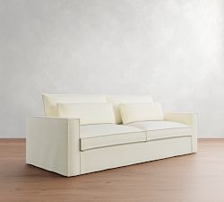 Westwood Square Arm Deep Seat Flange Edge Slipcovered Sofa (66&quot;-126&quot;)