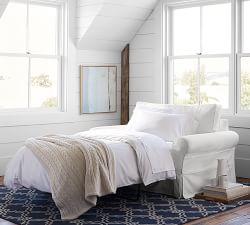 Cameron Roll Arm Slipcovered Twin Sleeper Sofa with Memory Foam Mattress (56&quot;)