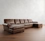 Turner Roll Arm Leather Double Chaise Sectional (141&quot;&ndash;174&quot;)