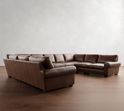 Turner Roll Arm Leather U-Shaped Sectional (148&quot;&ndash;161&quot;)