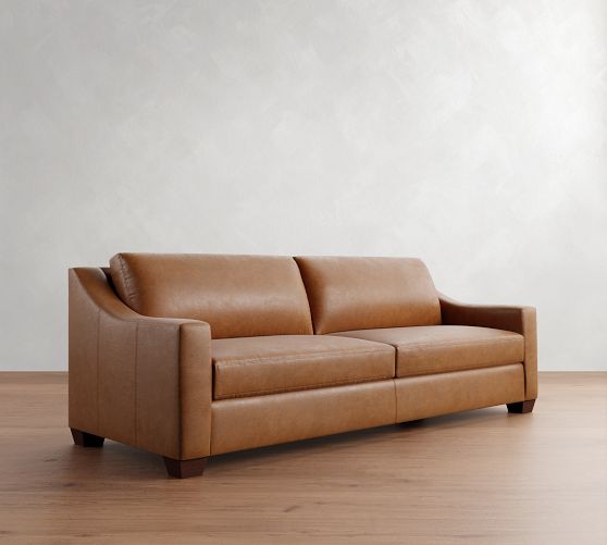 York Slope Arm Leather Sofa (60"-95")