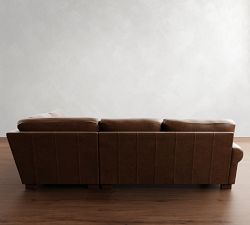 Turner Roll Arm Leather 3-Piece Bumper Sectional (109&quot;-114&quot;)