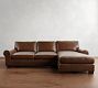 Turner Roll Arm Leather Chaise Sectional (111&quot;&ndash;133&quot;)