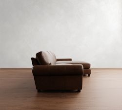 Turner Roll Arm Leather Chaise Sectional (111&quot;&ndash;133&quot;)