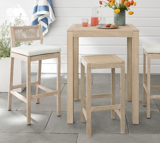 Indio Coastal Mahogany & Rope Outdoor Barstool